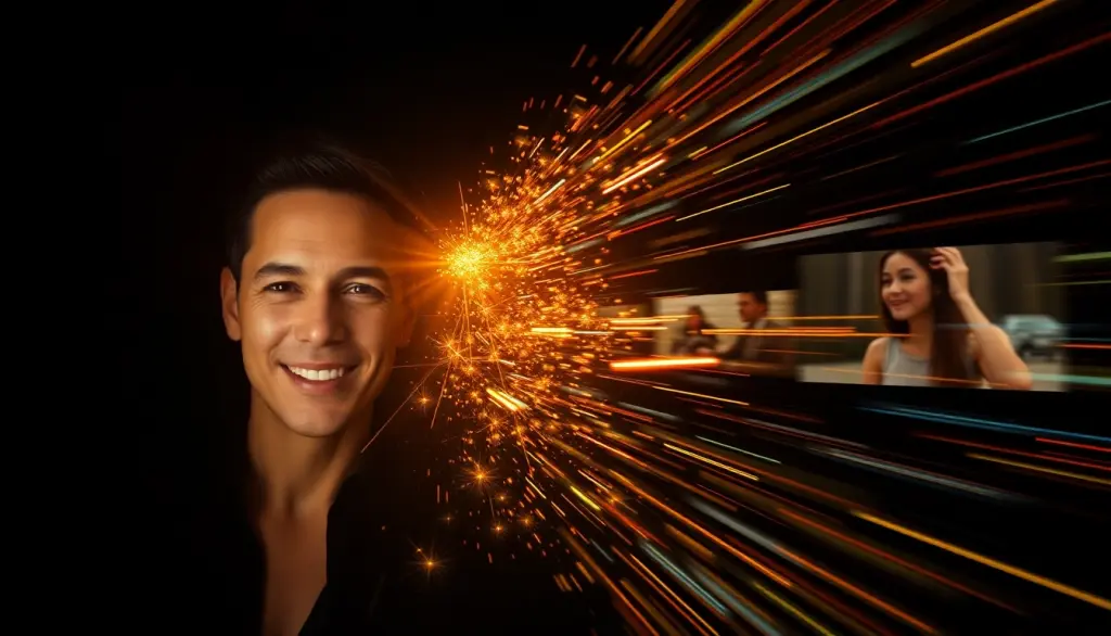 Photograph transforming into animated AI video